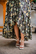 Black Floral Ruffle Skirt - Odhanon