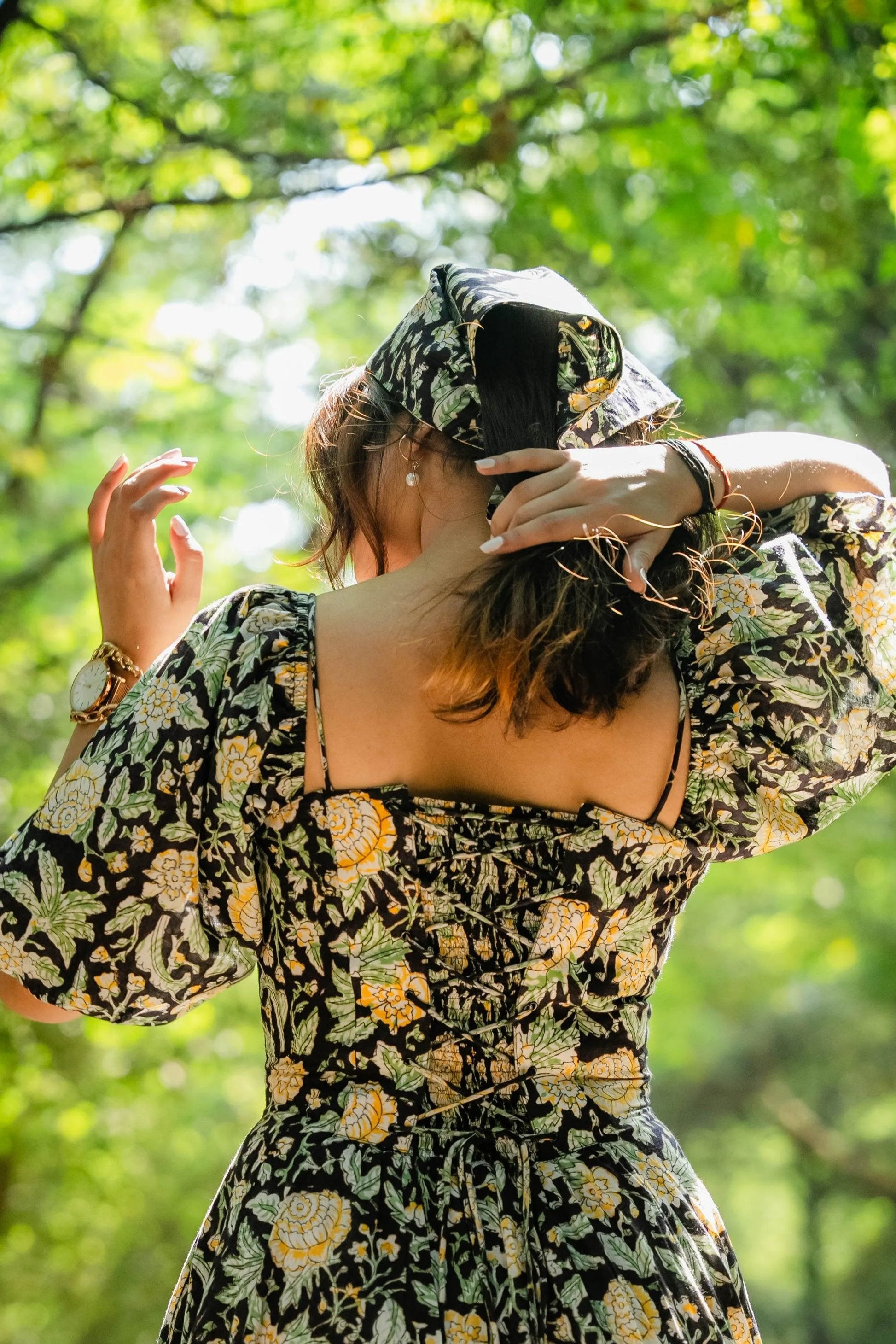 Black Florals Summer Bandana - Odhanon