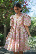 Pink Florals Short Dress - Odhanon