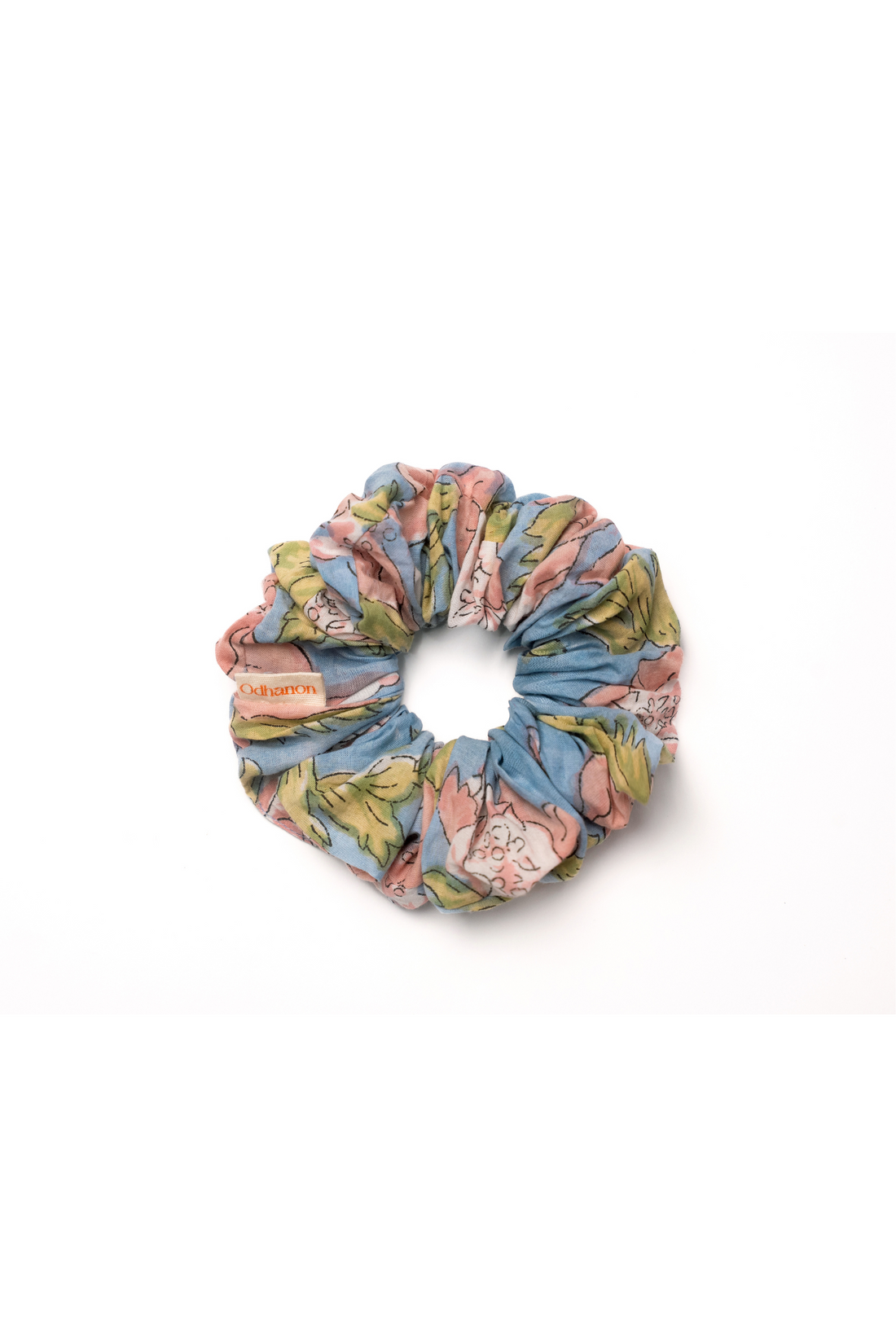 Blue Big Florals Scrunchie
