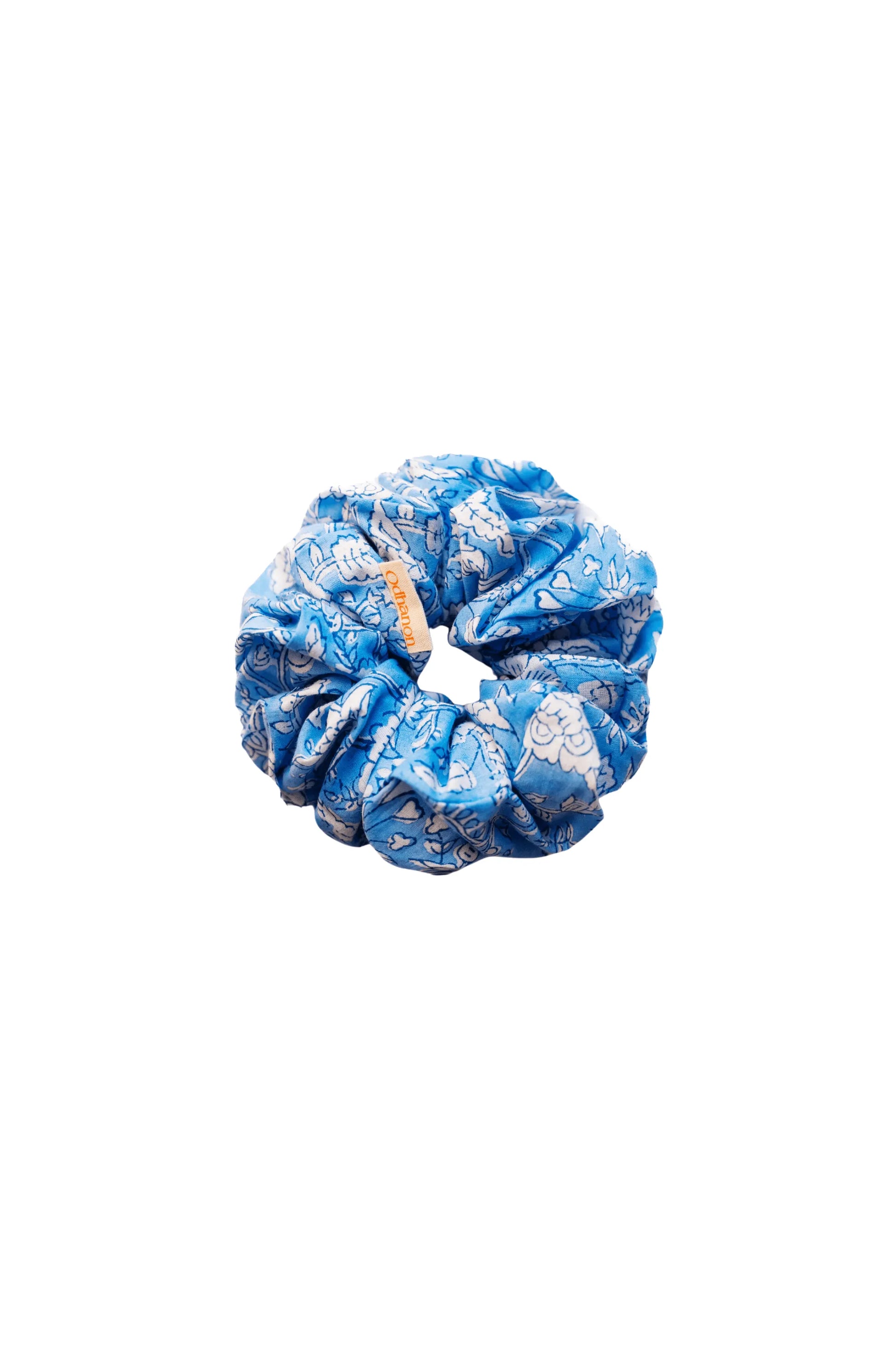 Blue Floral Cotton Scrunchie - Odhanon