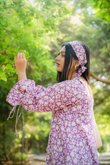 Purple Flared Floral Dress