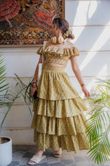 Green Ruffle Crop Top - Odhanon