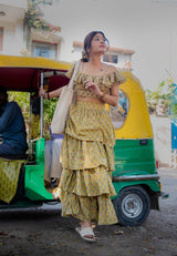 Green Ruffle Crop Top