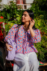 Blue Tie-Up Cotton Top