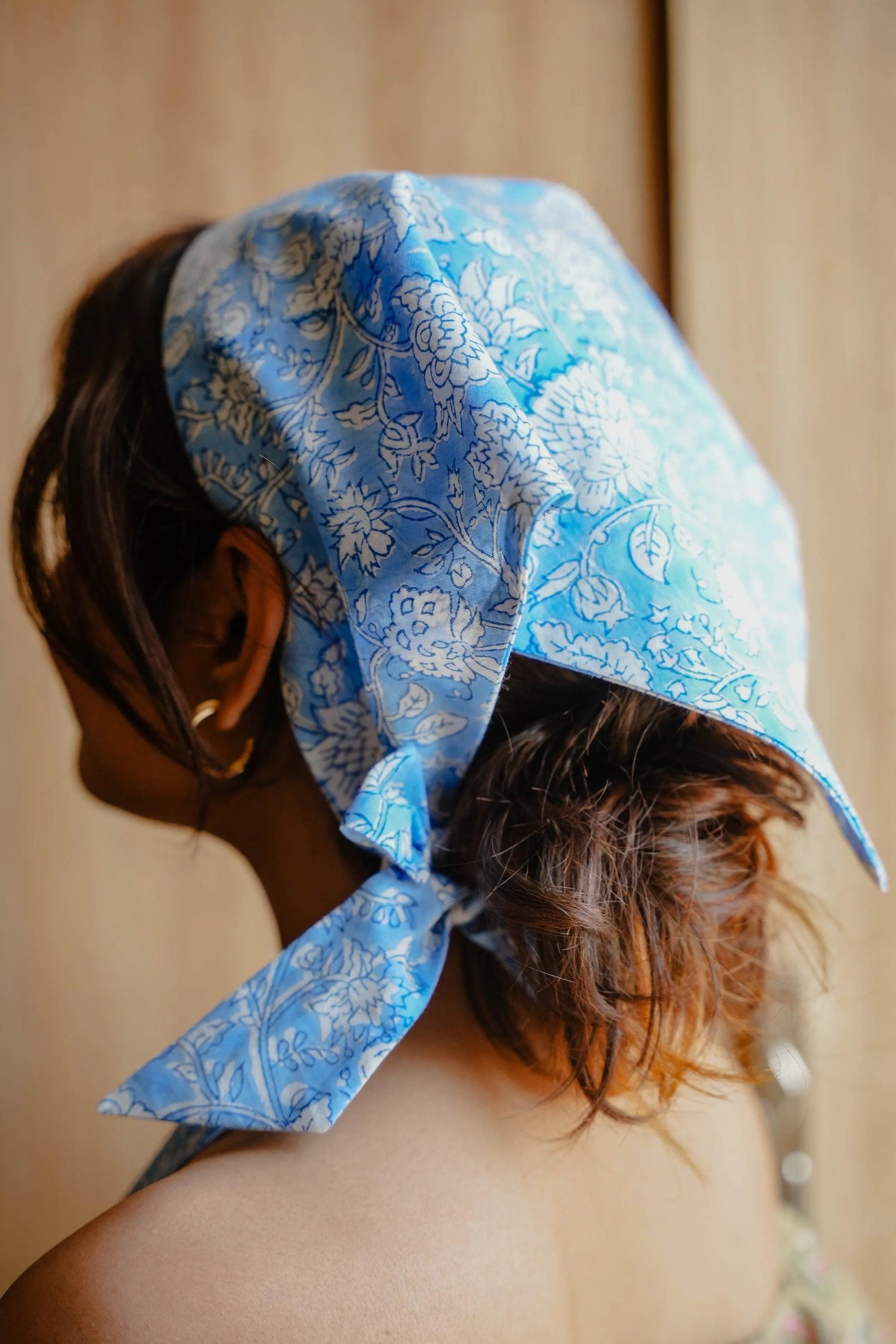 Vibrant Blue Cotton Bandana - Odhanon