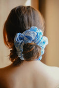 Blue Floral Cotton Scrunchie - Odhanon