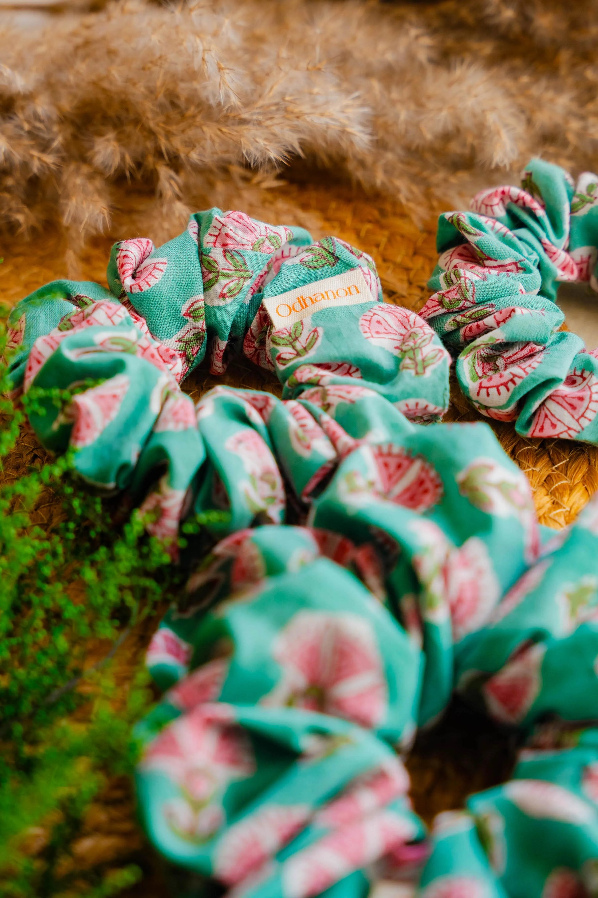 Cotton Cyan Scrunchy - Odhanon