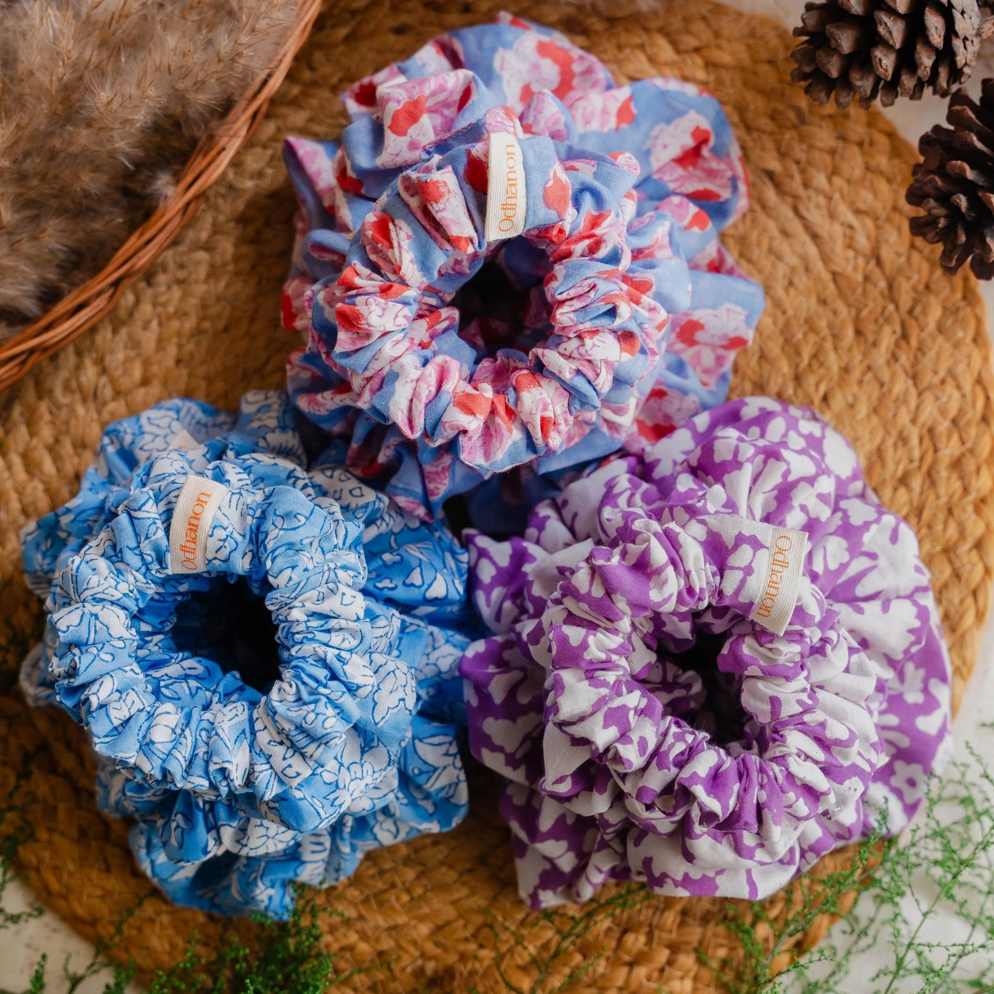 Hand Block Cotton Scrunchies - Odhanon