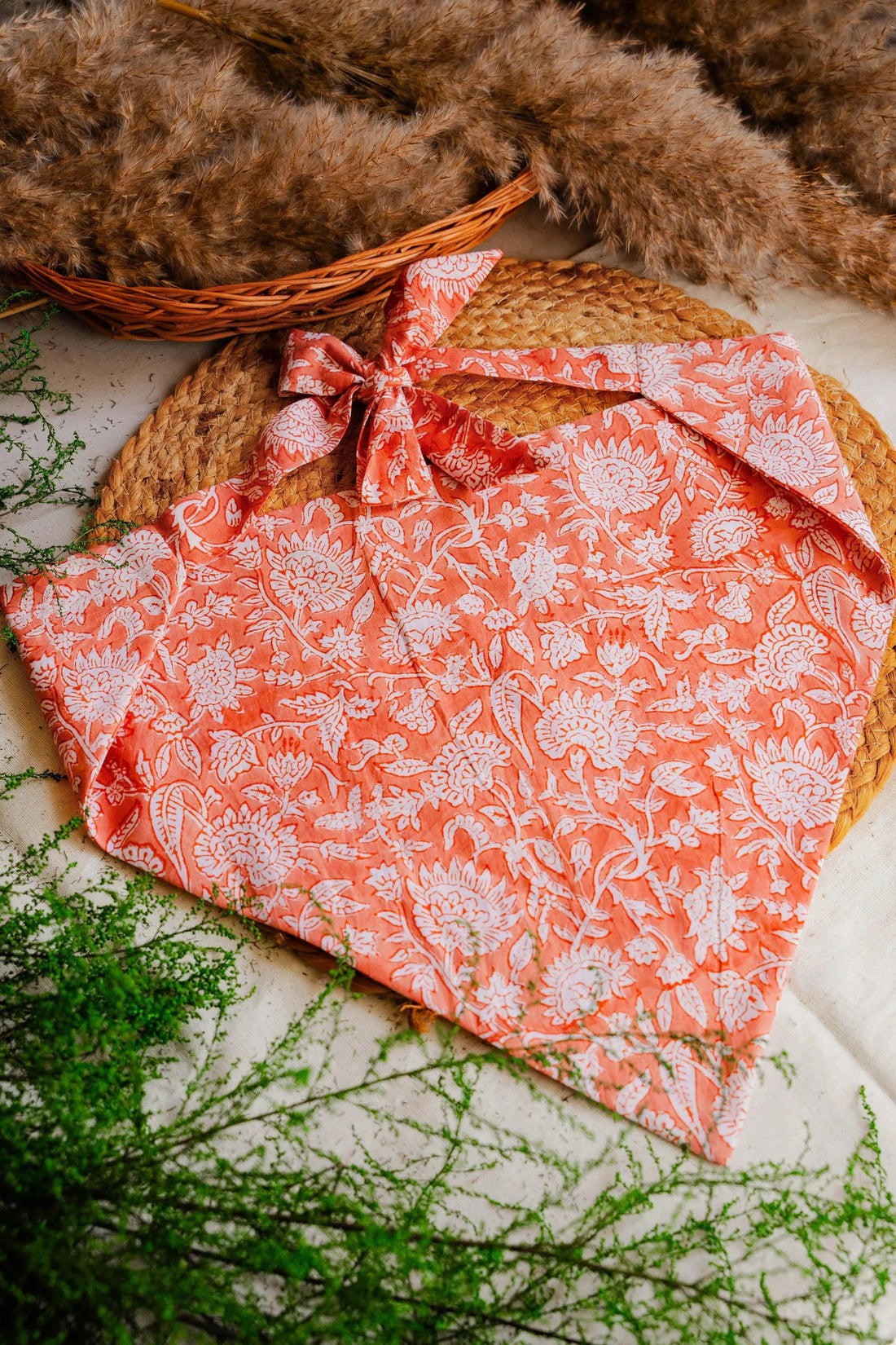 Peach Florals Head Scarf - Odhanon