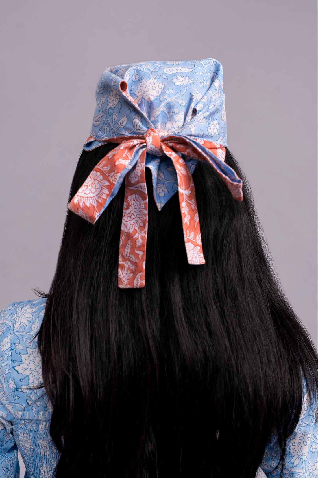 Two Side Peach Blue Bandana