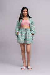 Printed Teal Co-ord Set