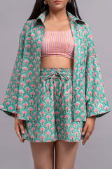 Printed Teal Co-ord Set