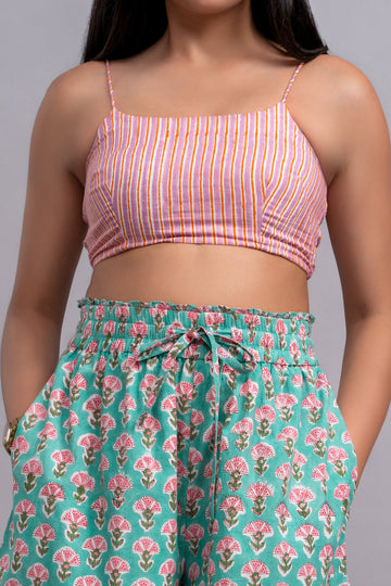 Pink Striped Crop Top