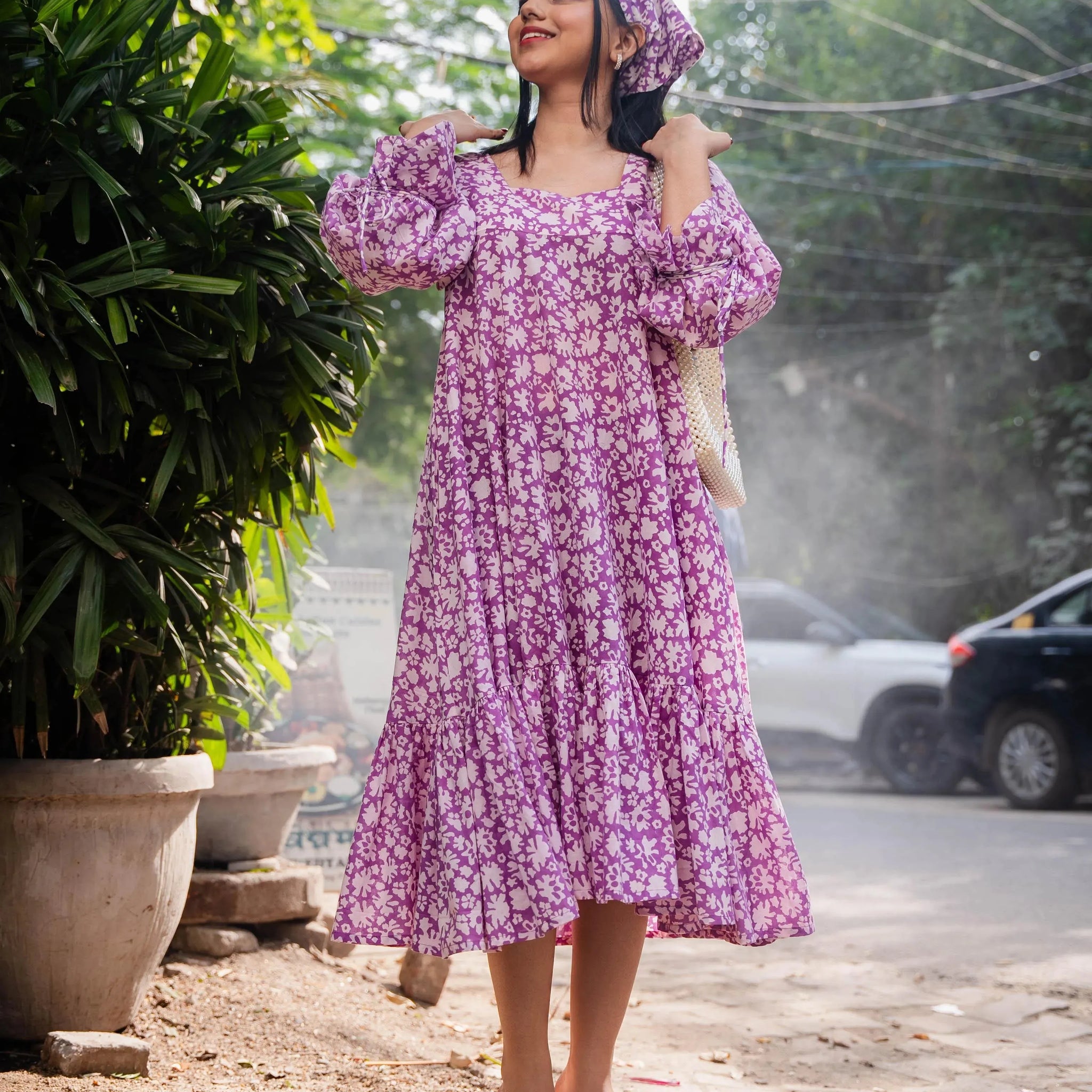 Pink Romantic Flare Dress - Odhanon