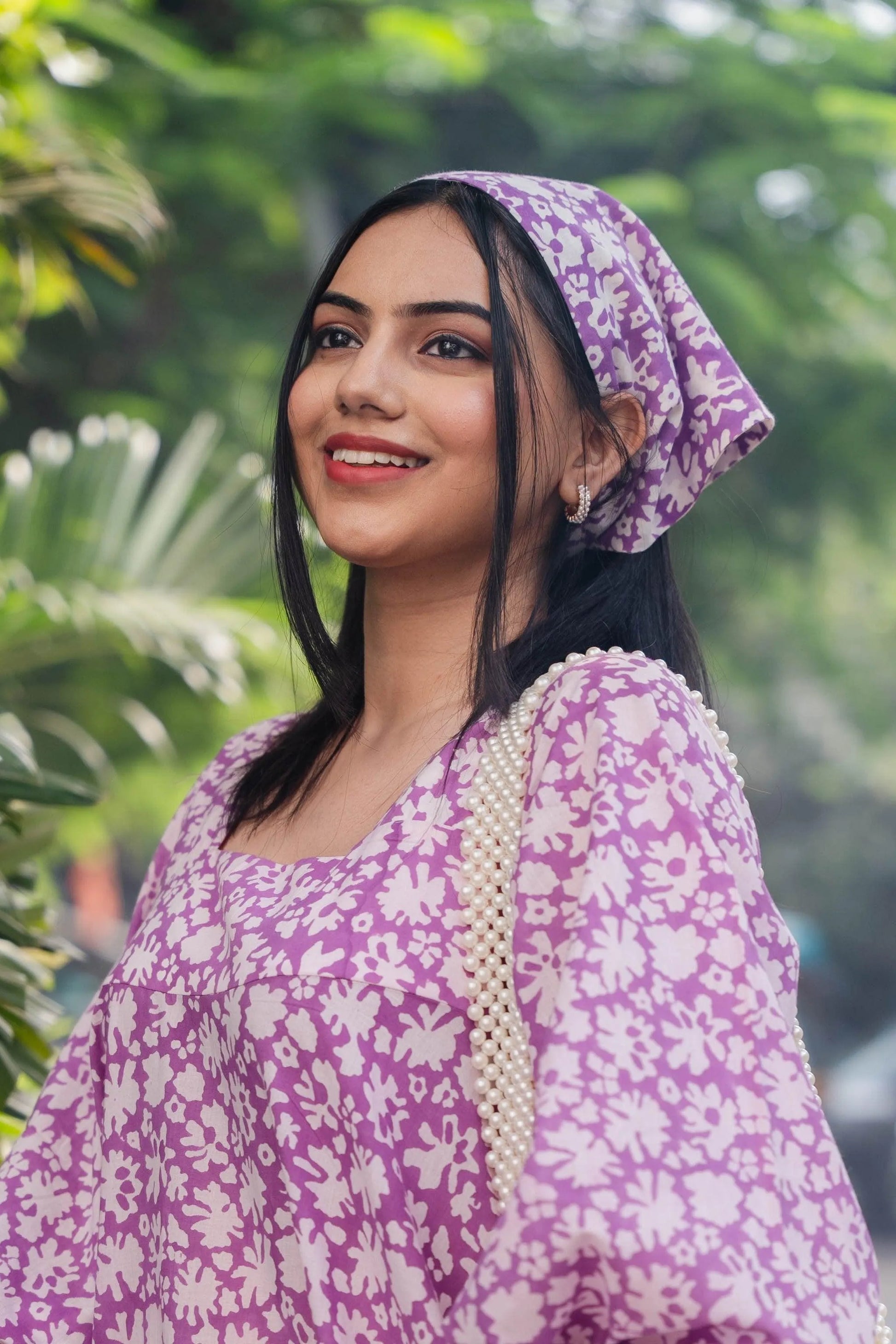 Floral Purple Bandana - Odhanon