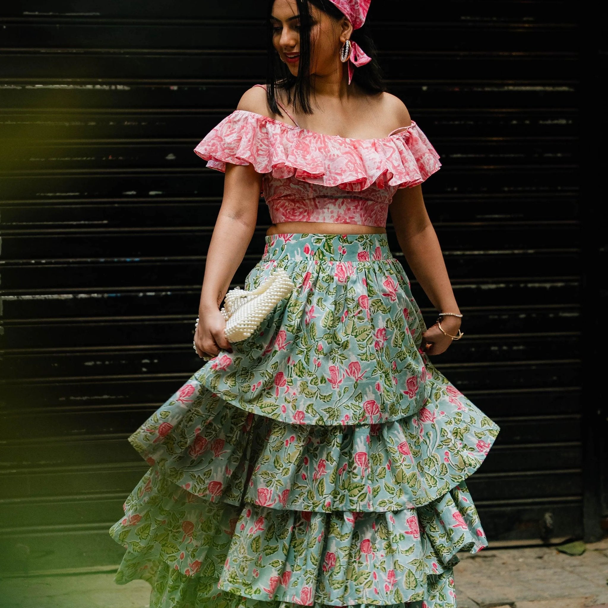 Floral Ruffle Coord Set - Odhanon
