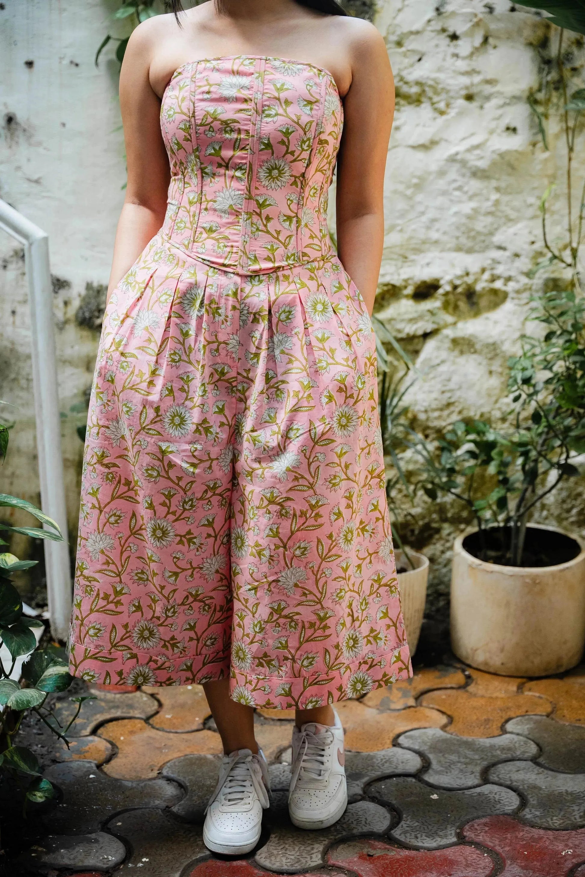 Pink Floral Corset Co-ord Set - Main Image