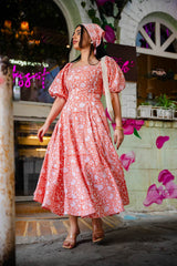 Peach Floral Corset Dress