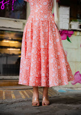 Peach Floral Corset Dress