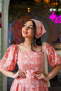 Peach Florals Head Scarf - Odhanon