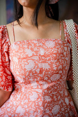 Peach Floral Corset Dress