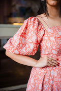 Peach Floral Corset Dress - Odhanon
