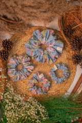 Blue Big Florals Scrunchie