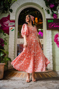 Peach Floral Corset Dress - Odhanon