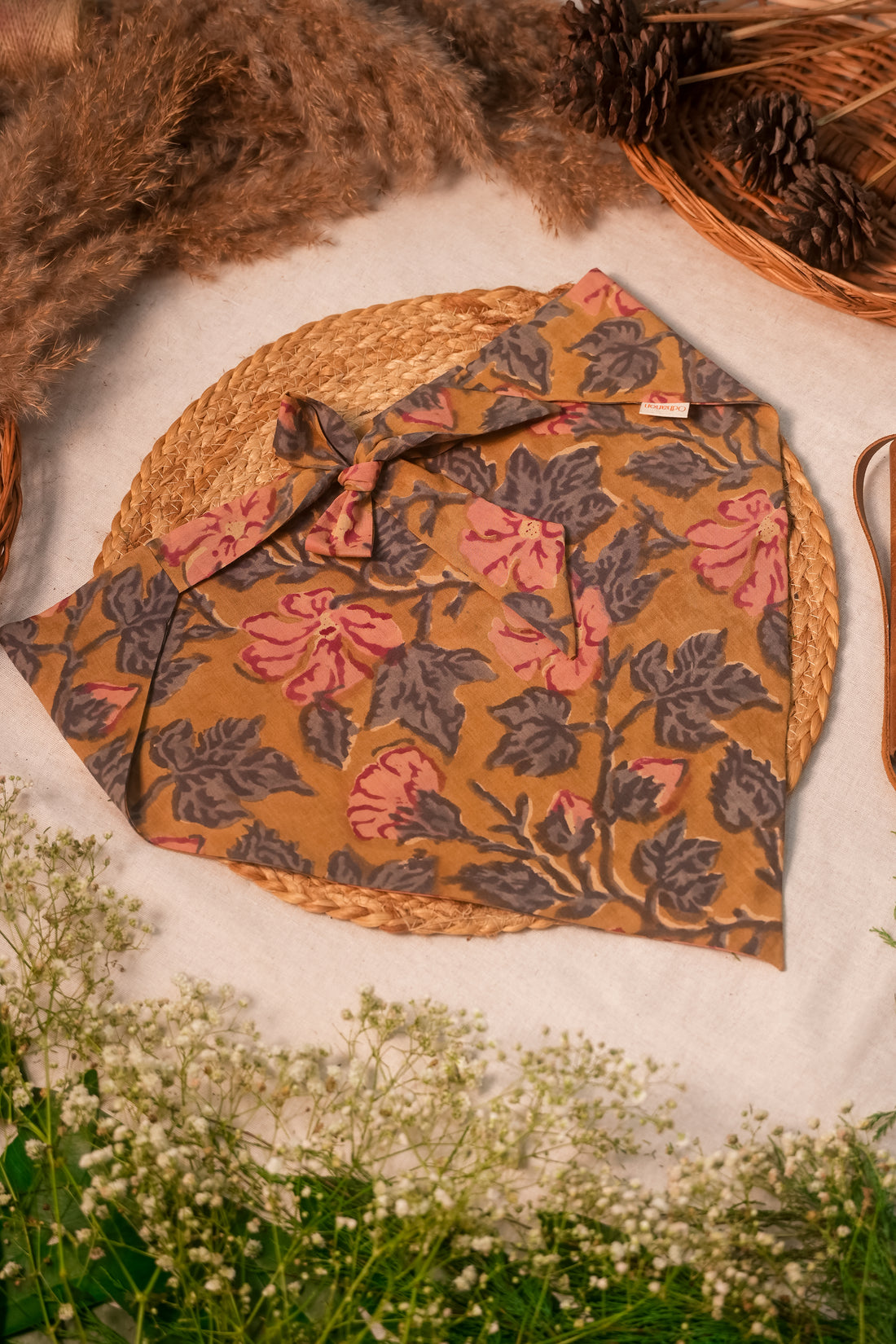 Mustard Floral Print Bandana