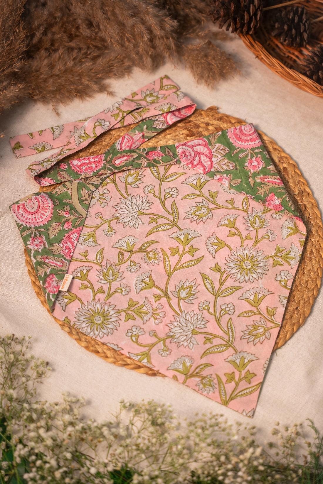 Two Side Pink Green Bandana