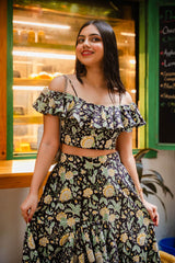 Black Floral Ruffle Co-ords