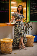 Black Floral Ruffle Co-ords