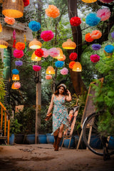 Green Floral Tie-Up Wrap Dress