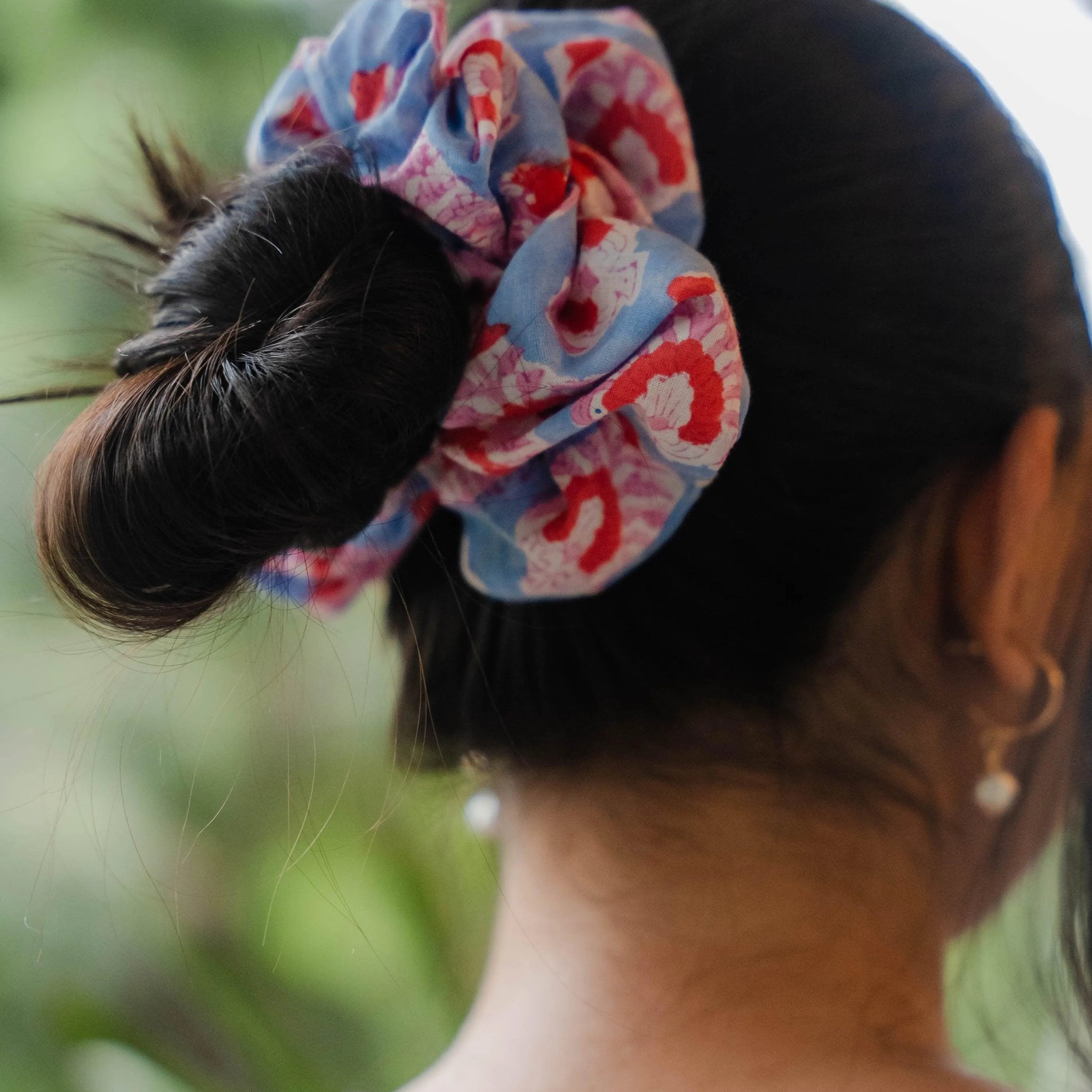 Leaf Print Cotton Scrunchie - Odhanon
