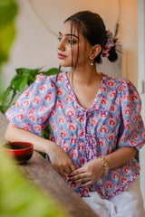 Blue Tie-Up Cotton Top