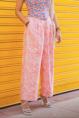 Pink Floral Wide-Leg Pants