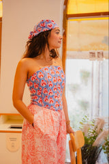 Blue Hand Block Corset Top