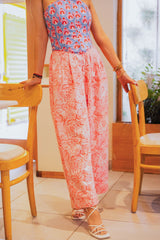 Pink Floral Wide-Leg Pants
