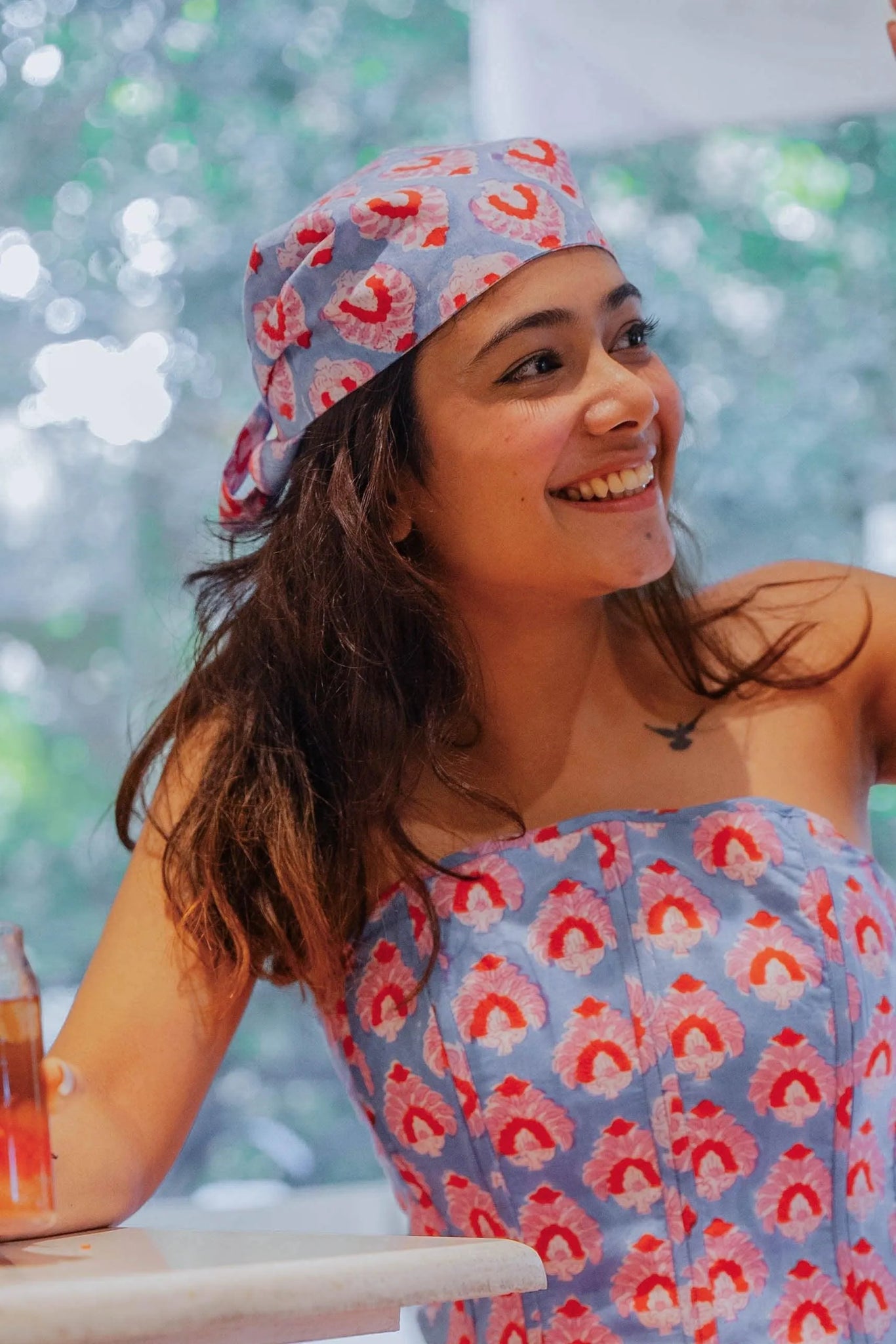 Blue Cotton Head Scarf - Odhanon