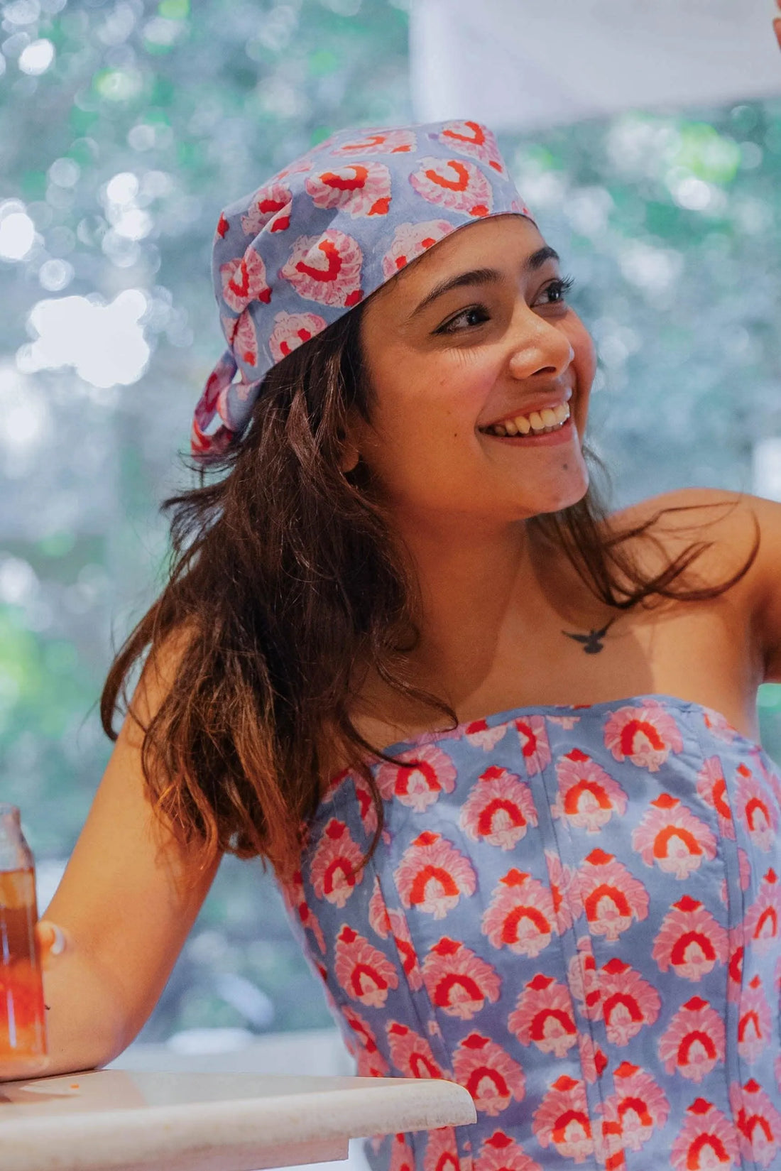 Blue Cotton Head Scarf - Odhanon