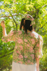 Green Floral Tie-Up Top - Odhanon