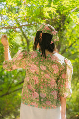 Green Floral Tie-Up Top