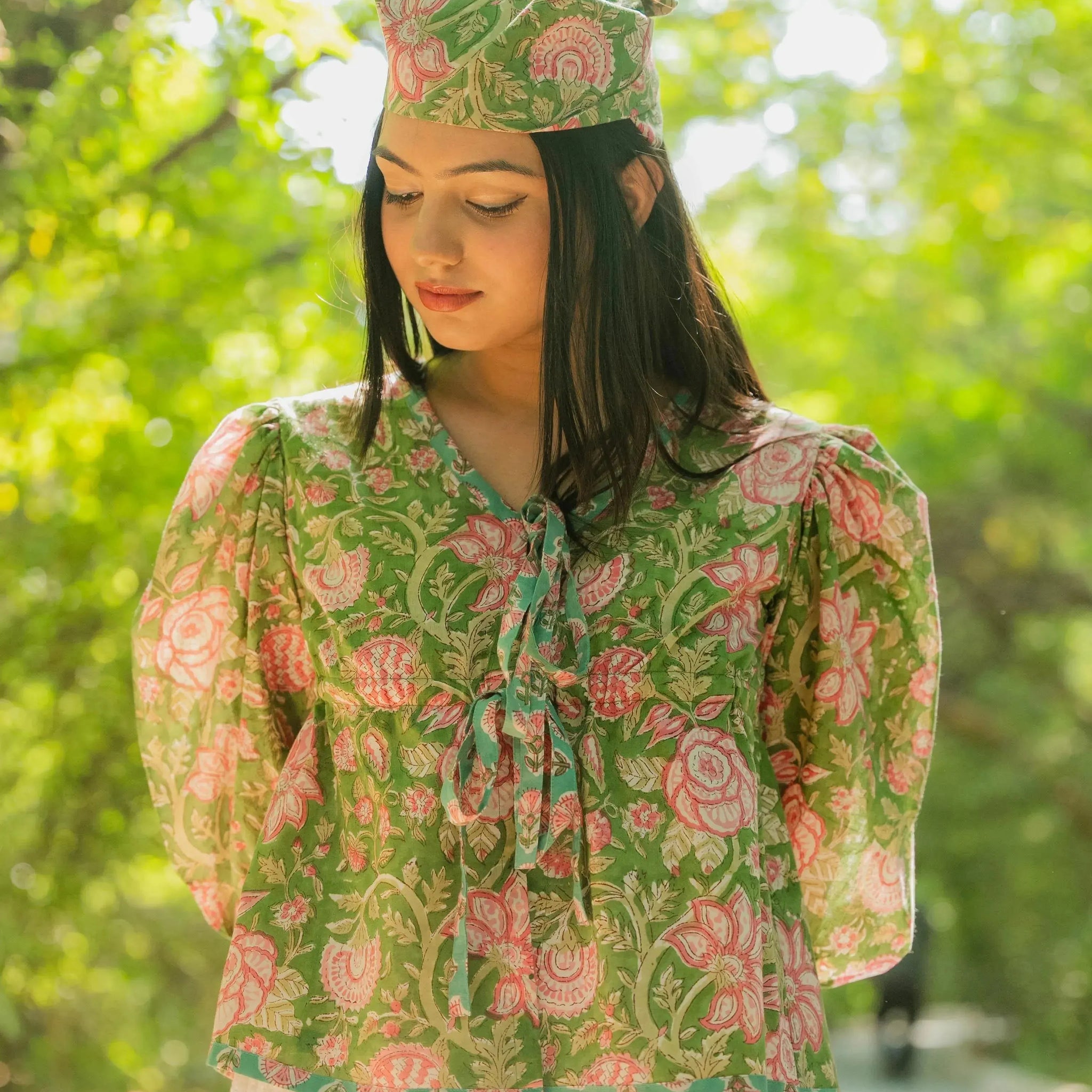 Blue Tie-Up Cotton Top - Odhanon