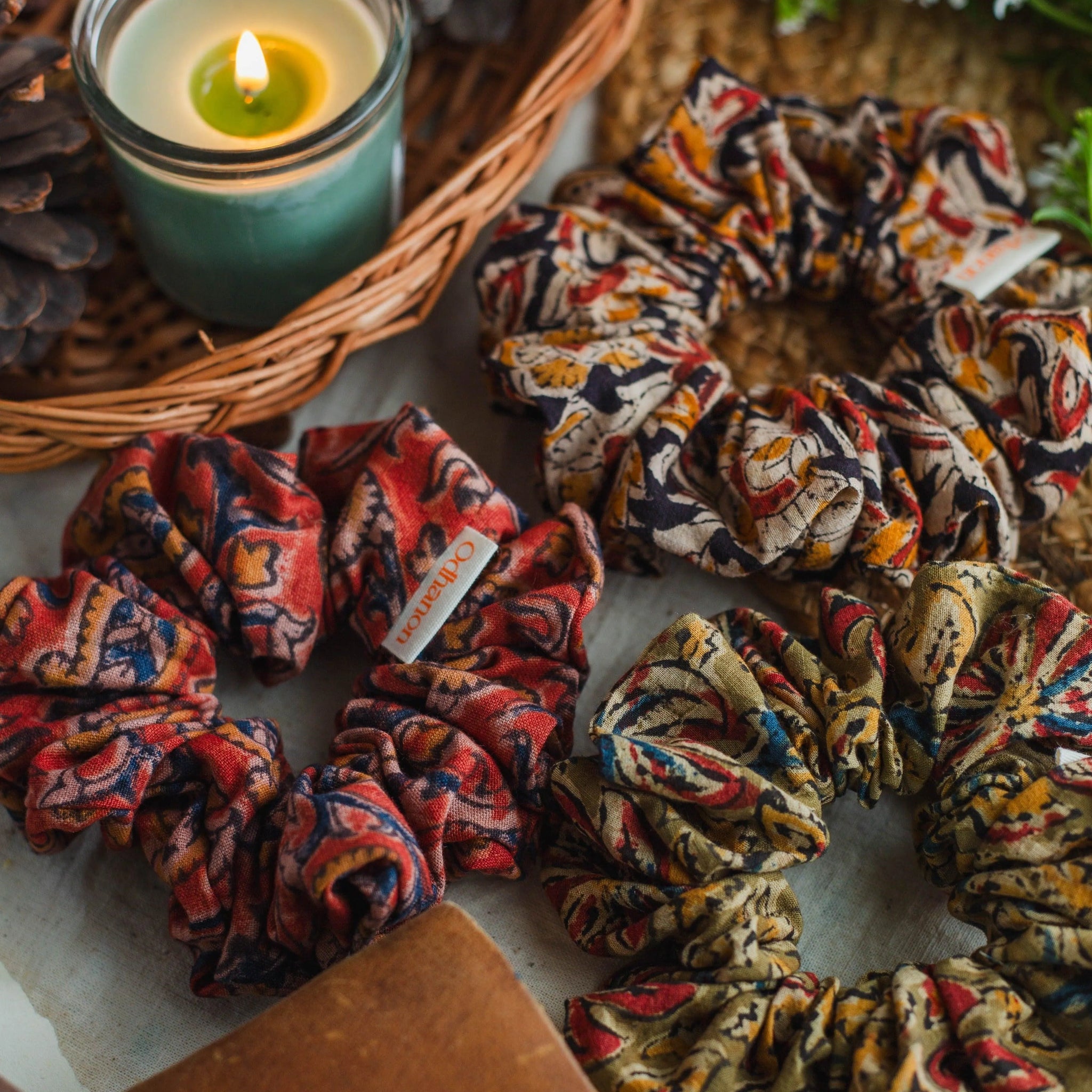Kalamkari Scrunchies Set - Odhanon