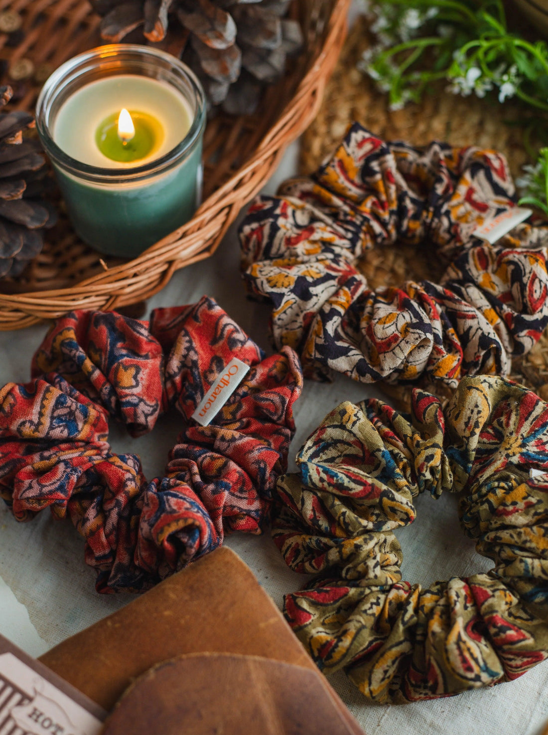 Kalamkari Scrunchies Set - Odhanon