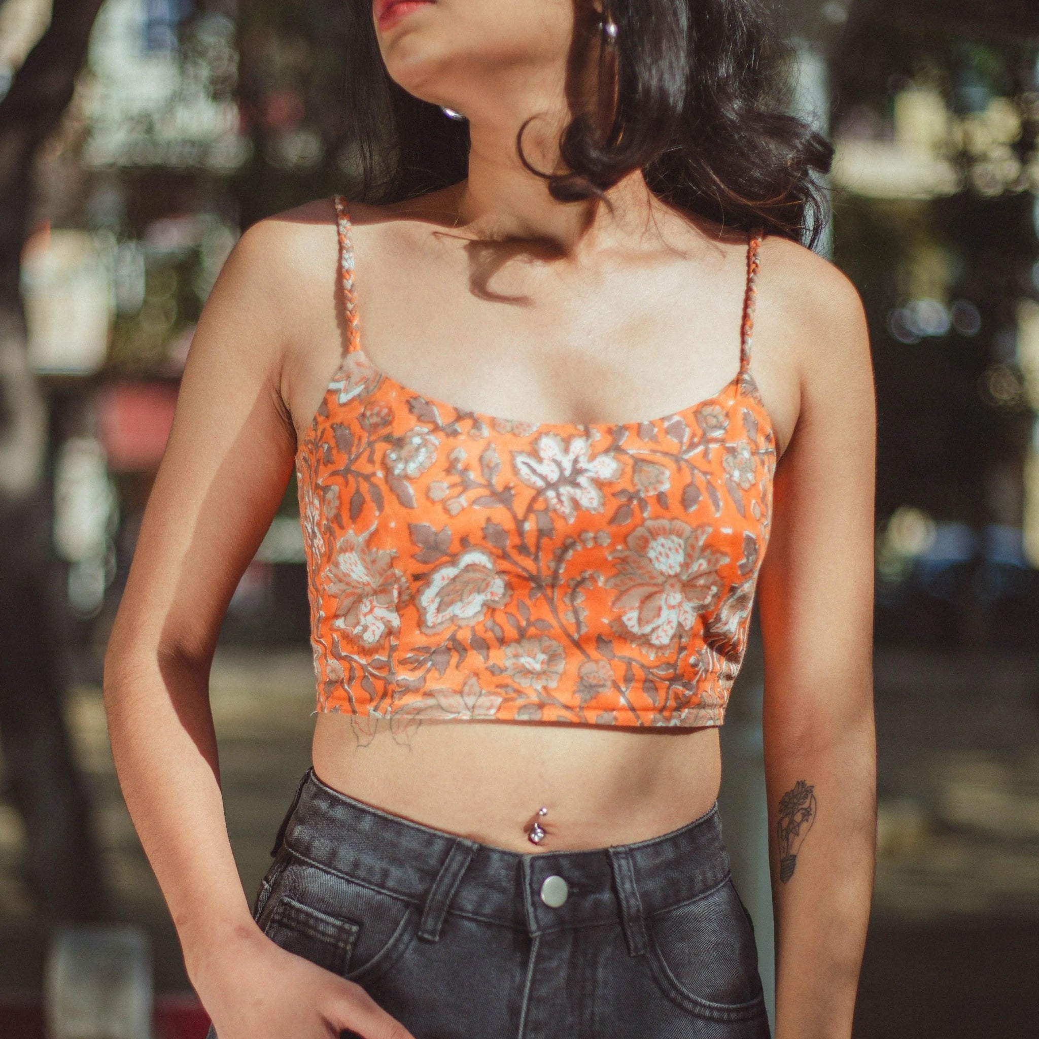 Orange Florals Top - Odhanon