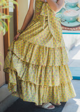 Green Printed Flared Skirt