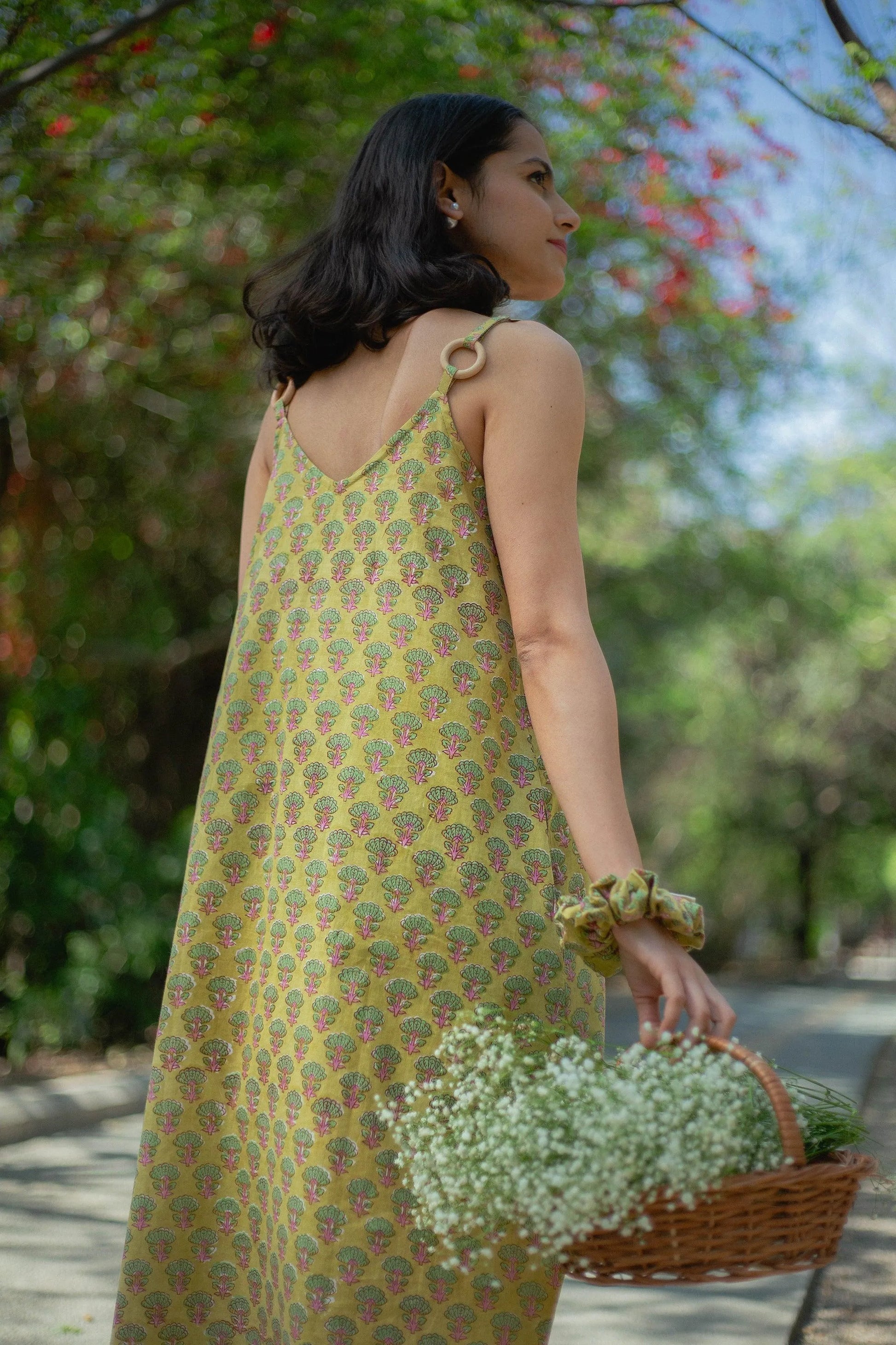 Green Slip Midi Dress