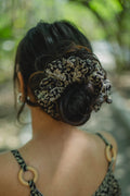Black Handblock printed Scrunchy
